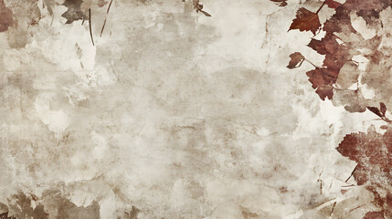 Poster - Delicate Autumnal Leaves on Textured Parchment Background with Rustic Fall Colors Ambiance