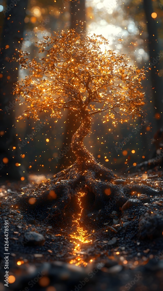 Holographic Tree of Life Glowing Branches of Leadership Virtues ...