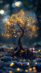 Poster - Holographic Tree of Life Symbolizing Interconnected Leadership Growth through Education