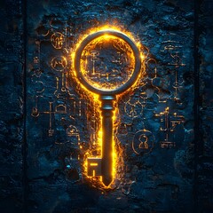 Poster - radiant key unlocking a glowing door with symbols of various disciplines symbolizing access to unive