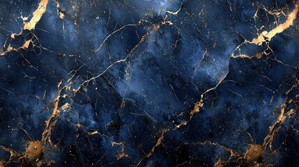 Wall Mural - Luxurious navy blue ink marble texture map pattern background