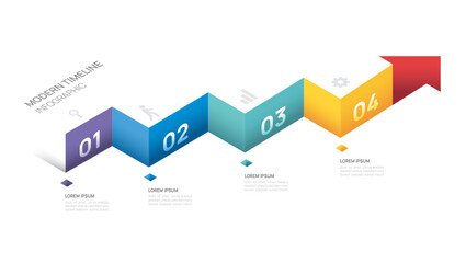 Wall Mural - infographics arrow symbol isometric timeline business steps to success template. vector illustration