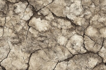 Wall Mural - Cracked ground the dried earth with clay and sand dry mud seamless texture map pattern background