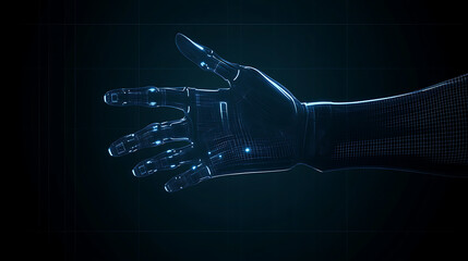 Poster - Digital Hand Wireframe Technology Futuristic Artificial Intelligence Innovation Design Concept