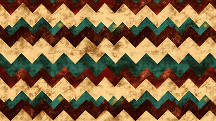 Poster - Distressed Geometric Chevron Pattern in Rustic Earth Tones Vintage Inspired Textured Background Design