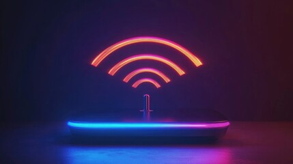 Poster - A dynamic shot of a Wi-Fi signal being represented by a series of concentric circles emanating from a router, symbolizing strong and widespread connectivity.