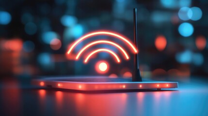 Poster - A dynamic shot of a Wi-Fi signal being represented by a series of concentric circles emanating from a router, symbolizing strong and widespread connectivity.