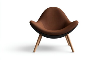 Wall Mural - Modern Lounge Chair: A contemporary lounge chair with a sleek, organic shape, featuring a rich brown fabric upholstery and natural wood legs.