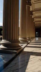 Poster - Grand corridor of classical columns stretching into the distance