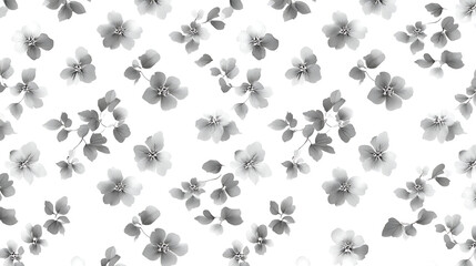 Wall Mural - Elegant Monochrome Floral Pattern Delicate Blossoms and Subtle Leaves Decorative Background Element