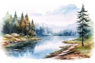 Wall Mural - Lake wilderness landscape outdoors.