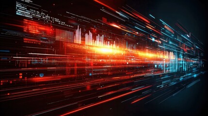 Fototapete - Dynamic digital data streams: futuristic technology with vibrant energy and speed