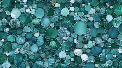Poster - Emerald Stone Mosaic Elegant Design with Rounded Shapes and Subtle Textures Aesthetic Art