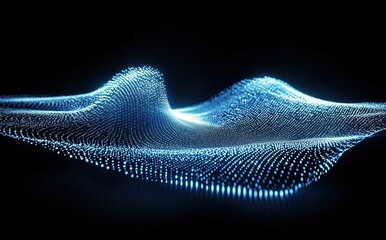 Wall Mural - glowing digital waves flowing in a dark space with a fluid motion effect