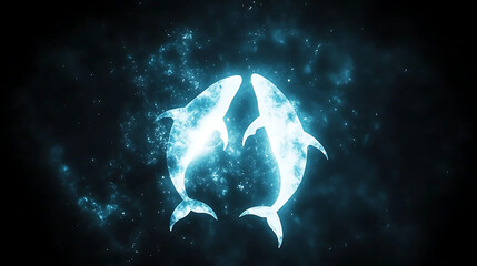 Wall Mural - ethereal aquatic dance of dolphins in a cosmic sea digital artwork and modern visual design