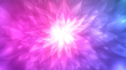 Wall Mural - Ethereal Bloom Radiance Fantasy Flower Design Abstract Art Gentle Petals Pink Blue Light Explosion