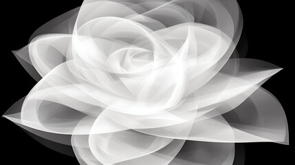 Canvas Print - Ethereal White Bloom Digital Art Abstract Flower Design on Black Background Creative Presentation