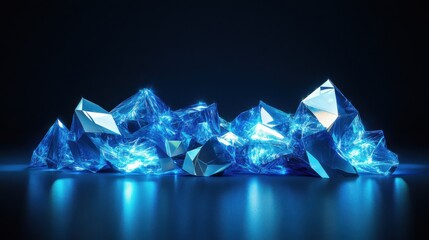 Aufkleber - Creative glowing blue polygonal wallpaper. Science and technology concept. 3D Rendering.