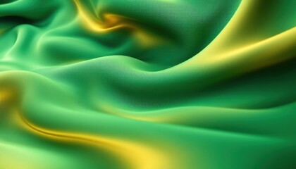 Poster - Vibrant green and yellow fabric waves with smooth flowing texture