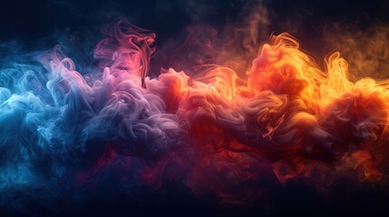 Poster - Mesmerizing swirl of colorful smoke in dark atmosphere