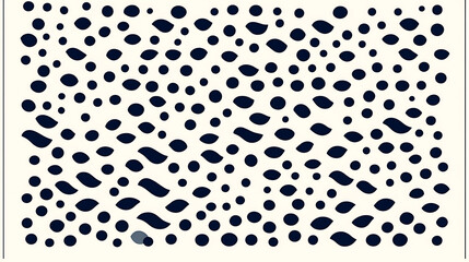 Poster - Geometric Arrangement with Dark Blue Spheres and Leaf Shapes on a Pale Background Detailed Pattern
