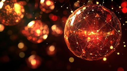 Aufkleber - Technology image of globe. Abstract polygonal shapes. Background with connecting dots and lines. Graphic concept for your design