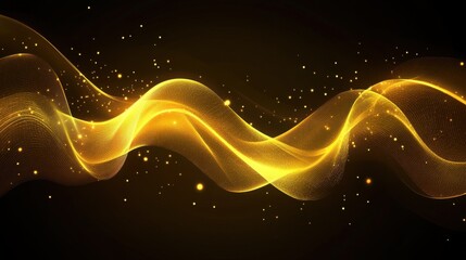 Poster - abstract background with leading lines and waves of yellow light