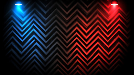 Poster - Geometric Zigzag Pattern Illuminated by Blue and Red Lights for Modern Art Wall Decor Display