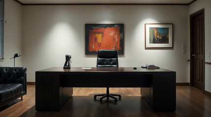 Wall Mural - a black office chair sits in front of a desk