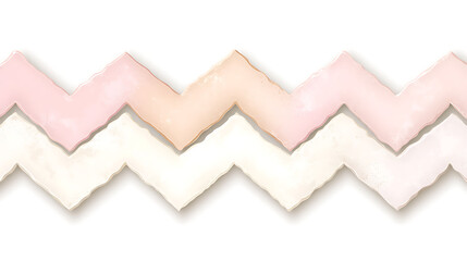 Poster - Harmonious Watercolor Zigzag Pattern in Pink Peach and Cream Gentle Artistic Abstract Design