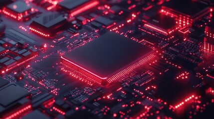 Poster - Circuit board processor background, future technology concept background material
