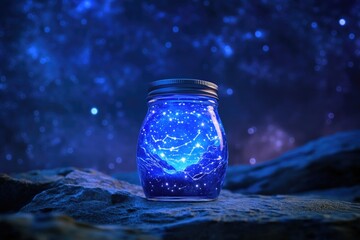 Wall Mural - Captivating starry night in a jar cosmic art display mystical atmosphere creative photography
