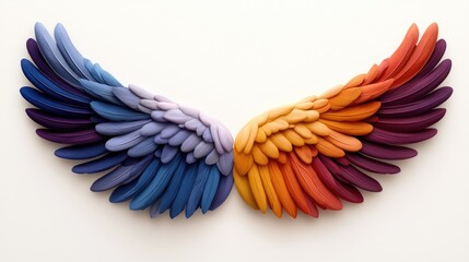 Poster - Artistic representation of colorful wings studio sculpture creative environment close-up view transformation concept