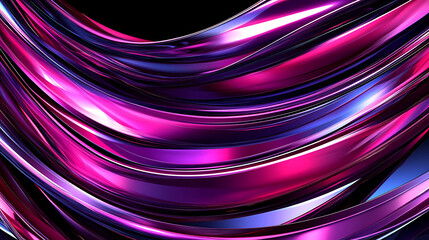 Wall Mural - Luminous Magenta and Violet Ribbon Structures Abstract Display of Fluid Metallic Artistic Design