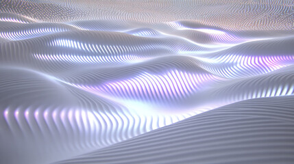Poster - Luminous Undulating Surface with Soft Waves and Iridescent Glows Enhancing Dreamy Liquid Landscape