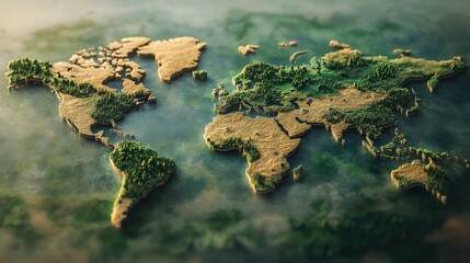 Poster - world map in 3d render