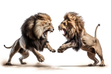 Poster - Lion fight wildlife mammal animal.