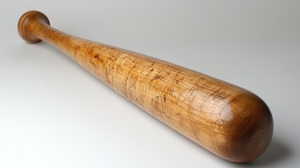 Close-up view of a polished wooden baseball bat showcasing its grain and craftsmanship