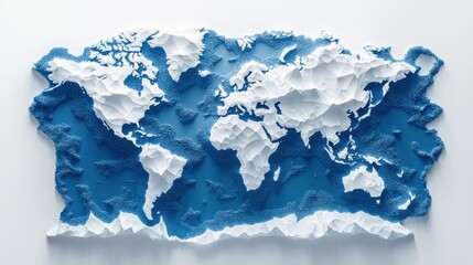 Poster - 3d world map on white background, minimalist
