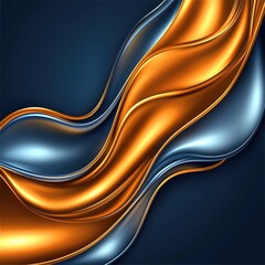 Poster - Flowing waves of gold and silver abstract art digital design vibrant colors close-up view modern aesthetics