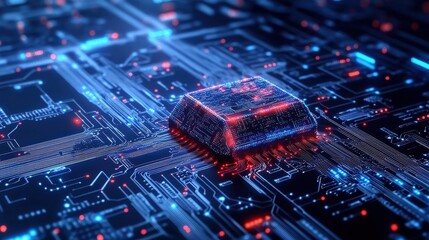  - abstract artificial intelligence circuit board with futuristic technology background