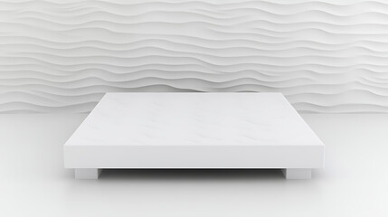 Poster - Minimalist Aesthetic Presentation Stage with Textured Wavy White Background and Neutral Colors