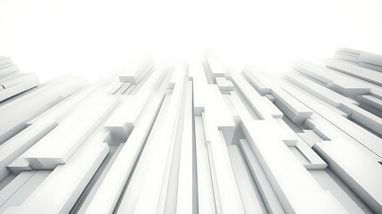 Poster - Modern Architectural Abstraction of White Rectangular Blocks Ascending into Brightness