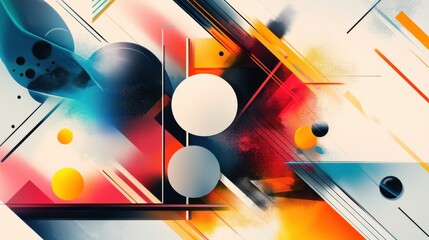 Wall Mural - Colorful abstract geometric shapes and lines on blurred background