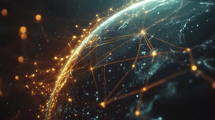 Poster - Abstract global network concept with planet Earth and connecting lines and dots, a technology background for the internet of things or business exchange Generative AI
