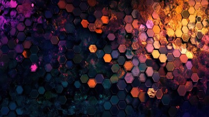 Poster - Creative dark hexagon wallpaper. Design and mosaic concept. 3D Rendering.