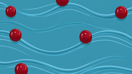 Poster - Polished Spheres on Wavy Teal Abstract Background Pattern Design with Reflections and Shading Arts