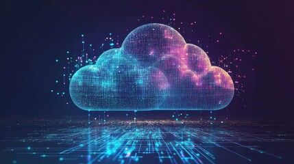 Poster - big data transfer concepts in internet. abstract virtual stream. flowing digital code. storage cloud