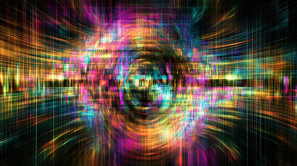 Poster - quantum energy field visualization in a high tech abstract vortex art design concept