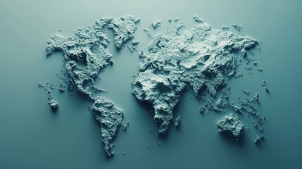 Poster - Minimalistic 3D world map on a soft blue gradient background. Simplified earth representation. Generative AI